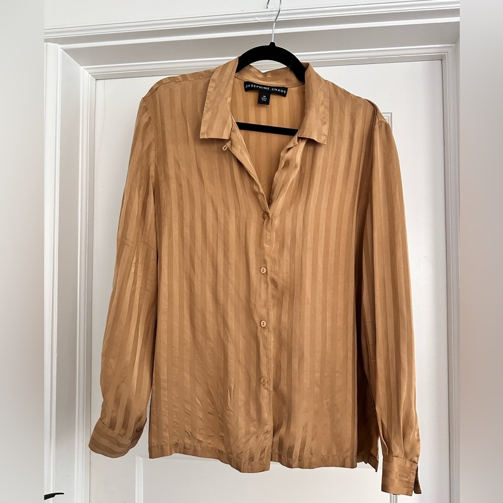 Josephine Chaus Gold Silk Button Up